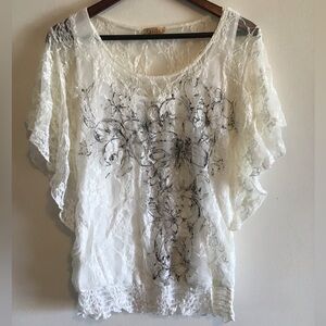 Sheer, Lacy Blouse with Attached Tank